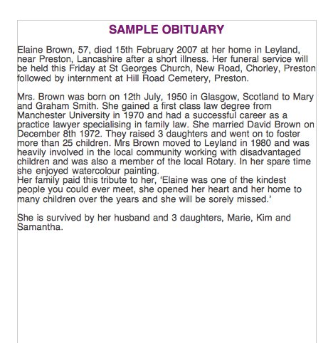 25+ Obituary Templates and Samples   Template Lab