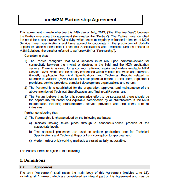 partnership agreement template free download sample partnership 