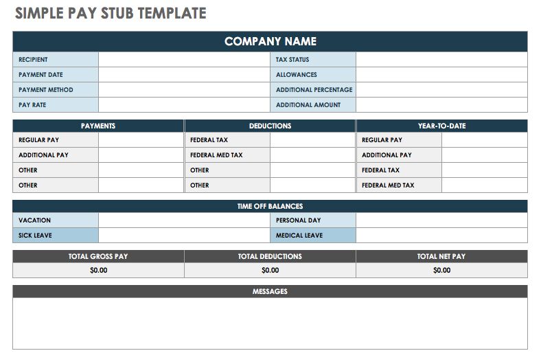 4+ pay stub template excel | Authorizationletters.org
