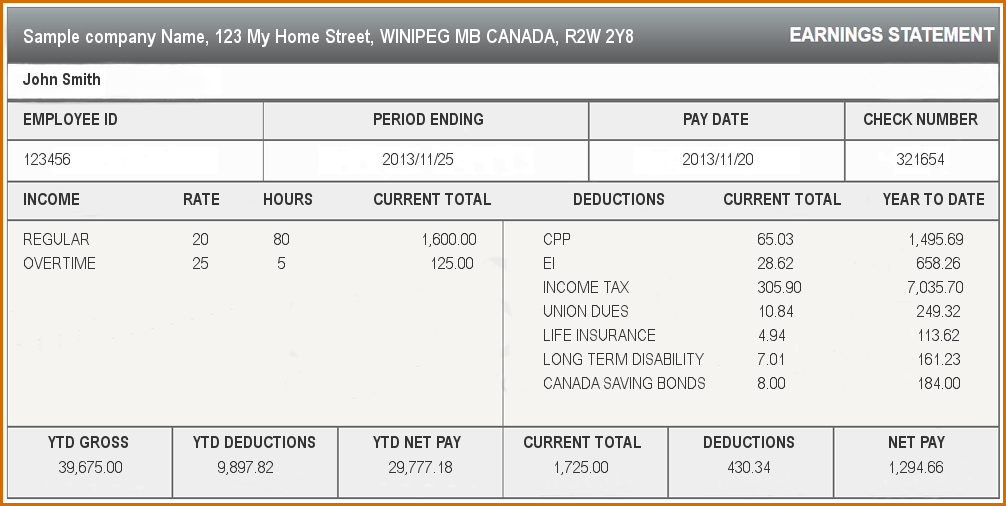 Paystub Template Excel Template Pay Stub Template Ontario Excel 