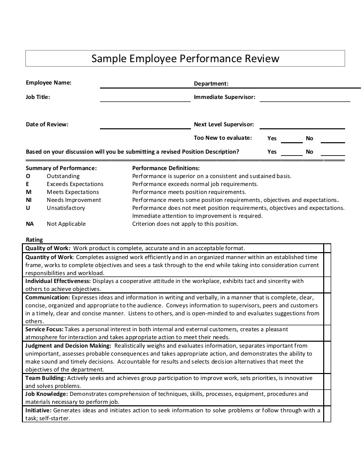 Performance Review Examples Business Mentor 1193