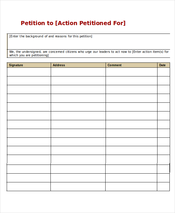 Petition Template   11+ Free Word, PDF Documents Download | Free 