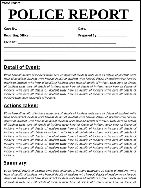 4+ police report template | Authorizationletters.org
