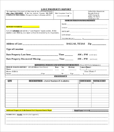 Police Report Template 9+ Free Word, PDF Documents Download 