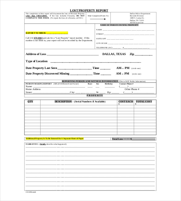 theft report form template sample police report template 17 free 