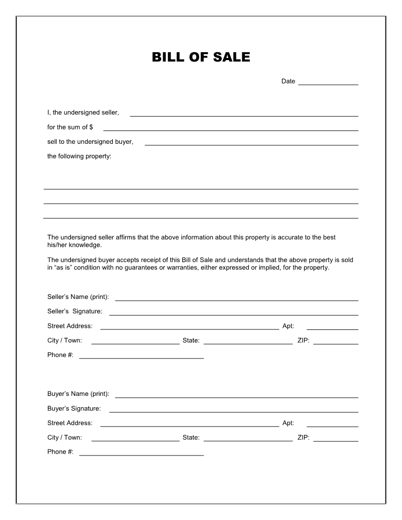 How to Write Bill of Sale for Car | Bill of Sale Form Template 
