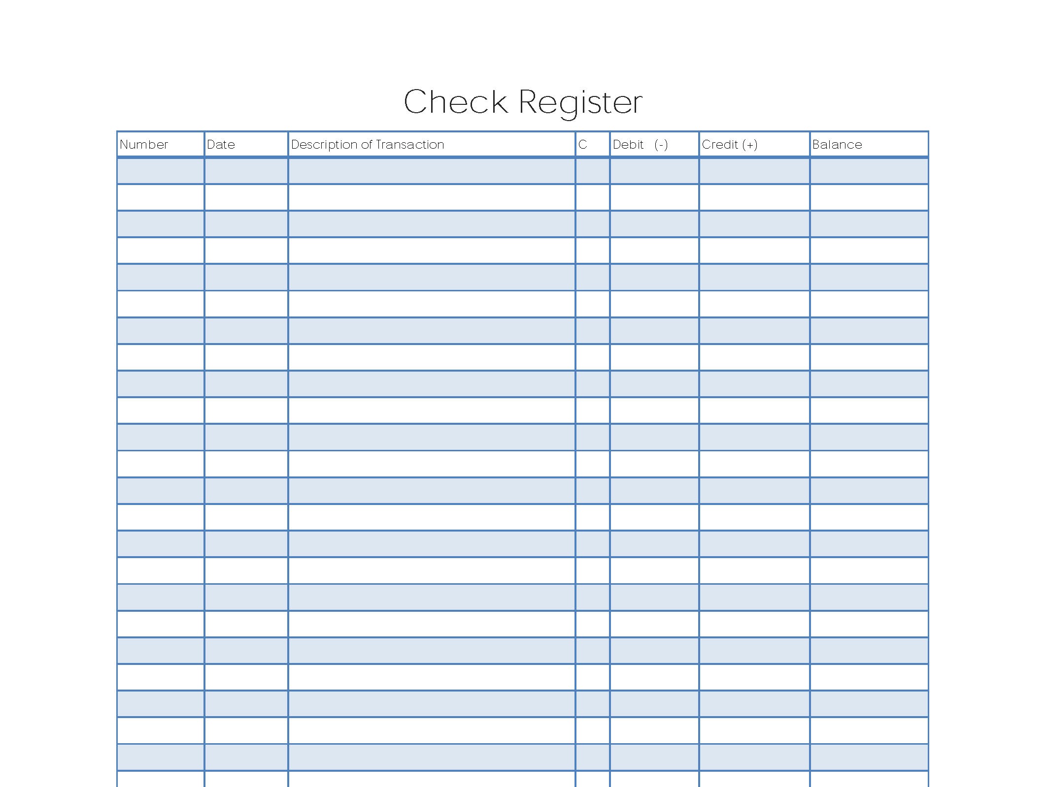Printable Check Register | Business Mentor