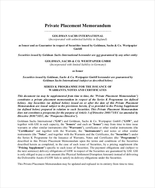 private placement agreement template private placement memorandum 