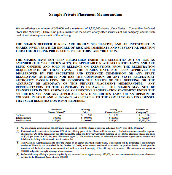 private placement agreement template sample private placement 