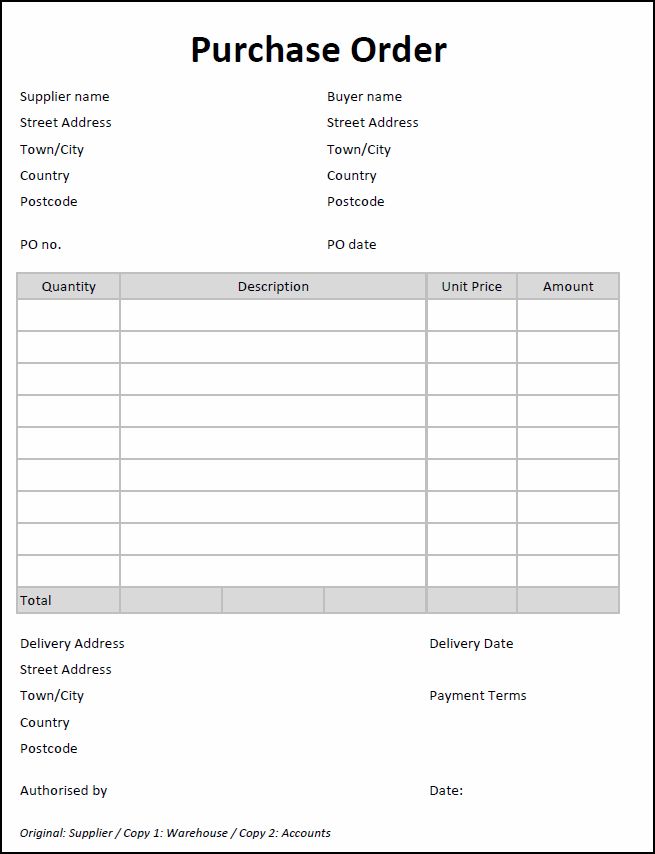 Purchase Order Template Business Mentor 0922