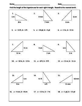 Pythagorean Theorem Practice Worksheet or Warm Ups by TJ Cheyenne