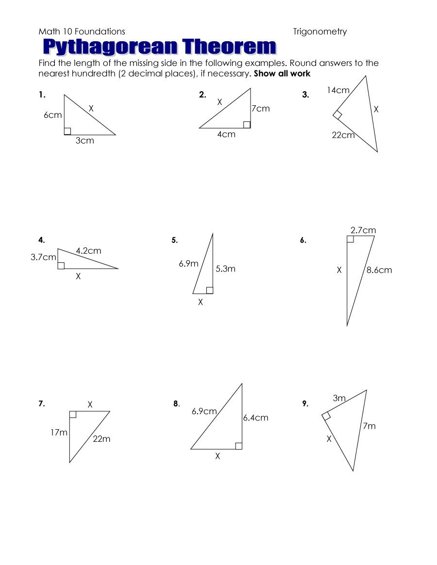 pythagorean theorem worksheet pythagorean theorem worksheet 