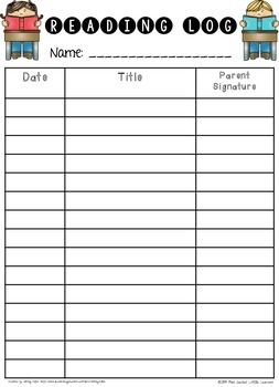 Reading Log Freebie by Miss Jacobs' Little Learners | TpT