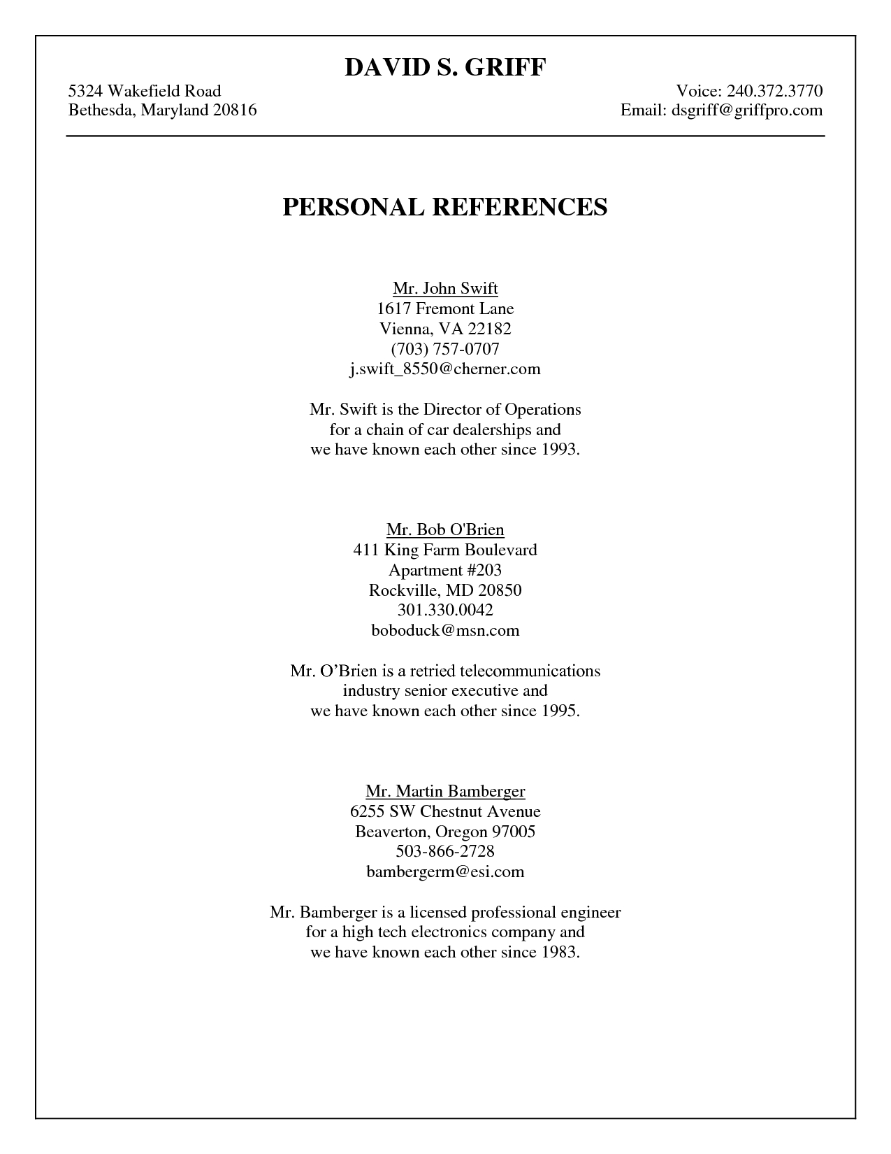 References Template Business Mentor 8956