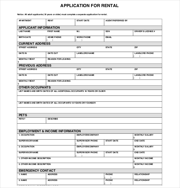 rental property application template   Roho.4senses.co
