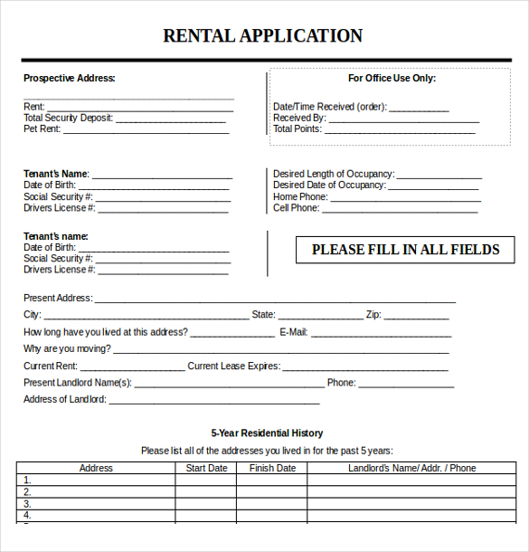 rental application template free   Roho.4senses.co