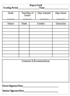 Free Printable and Easy to Make Report Cards for Homeschool 