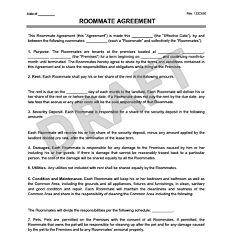 Roommate Agreement/Contract | Create & Download a Free Template