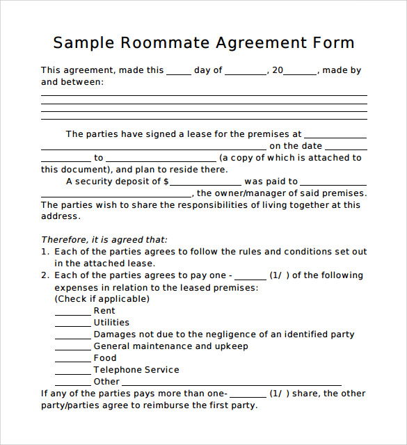 roommate agreement template word roommate contract template sample 