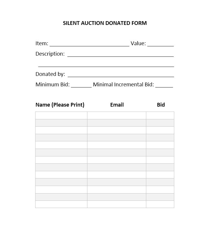 40+ Silent Auction Bid Sheet Templates [Word, Excel] Template Lab