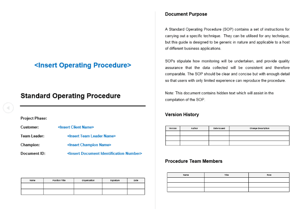Standard Operating Procedure (SOP) Template – Project Documentation