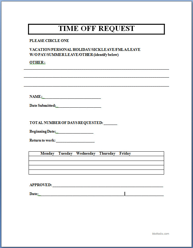 Time Off Request Form   [Includes Downloadable Form]