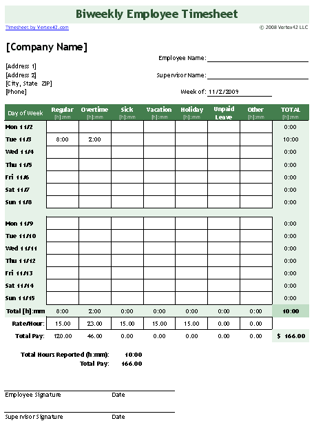 Templates For Timesheets Free Printable Weekly Timesheet Template 
