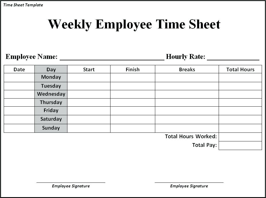 employee weekly timesheet template   Ozil.almanoof.co