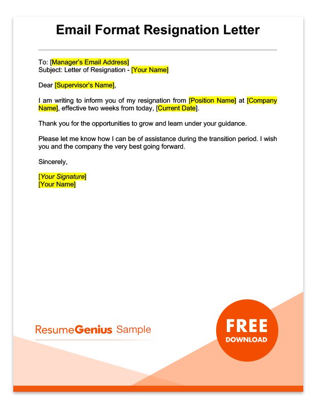 Two Weeks Notice Letter Sample   Free Download