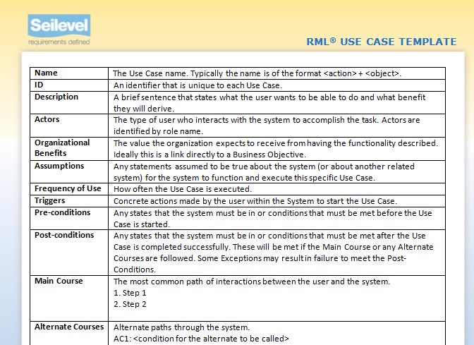 Use Case Template Business Mentor