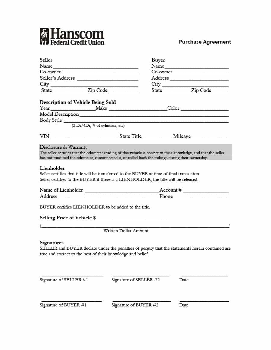 auto purchase agreement form Seven Ways On How To Get The