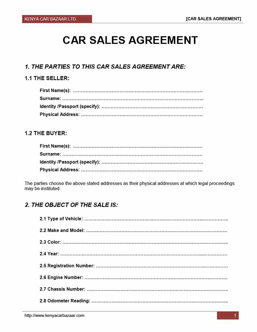 example of vehicle purchase agreement template sample vehicle 