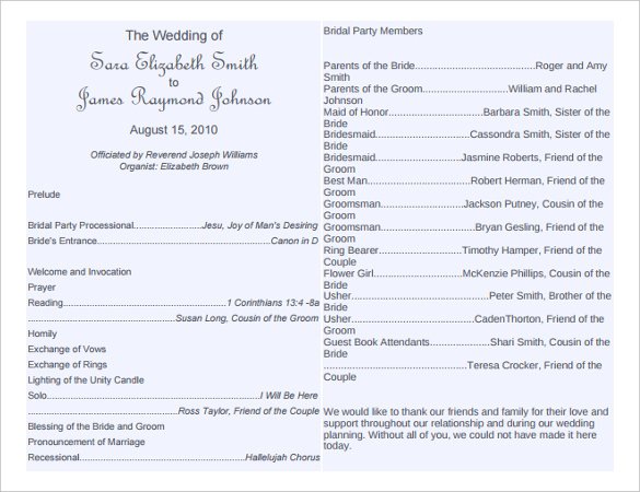 Wedding Program Template   64+ Free Word, PDF, PSD Documents 