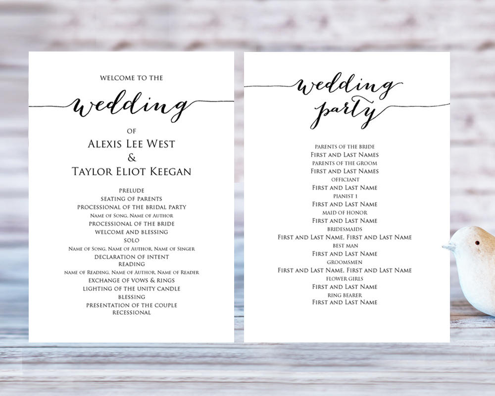 Wedding Program Templates · Wedding Templates and Printables