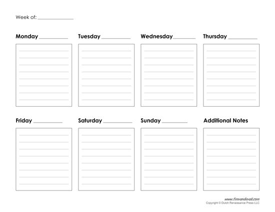 Weekly Calendar Template for Excel