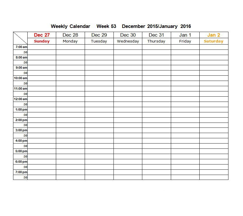 weekly calendar template word blank weekly calendar template 