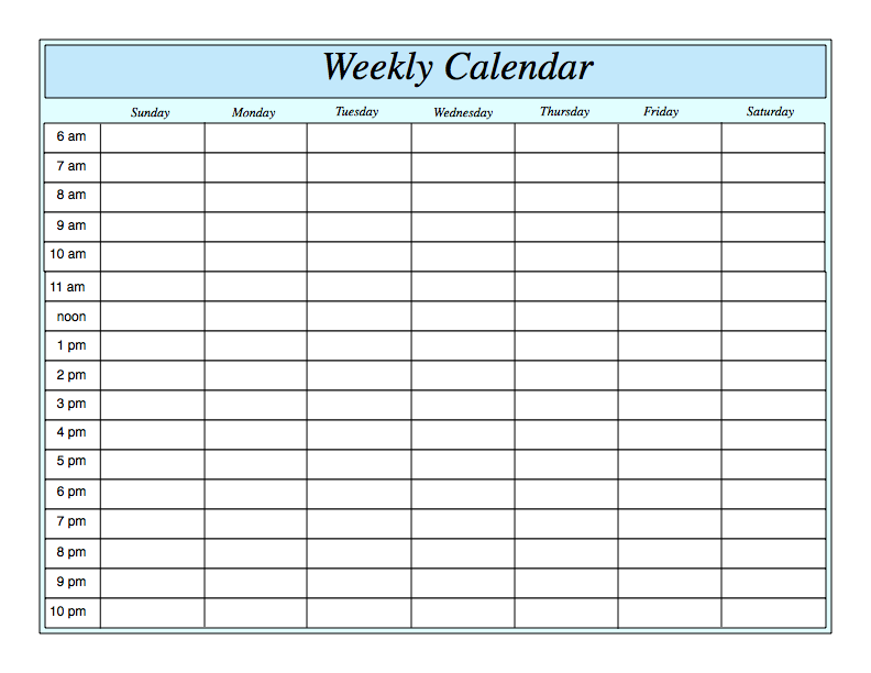 Free Weekly Blank Calendar Template – Printable Blank Yearly Calendars