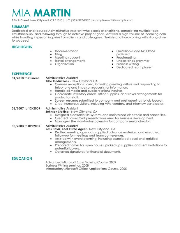 Unforgettable Administrative Assistant Resume Examples to Stand 