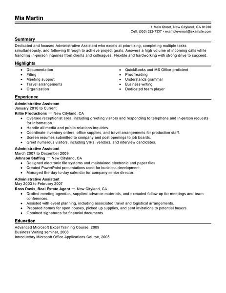 Administrative Assistant Resume Sample Office Support Resume 