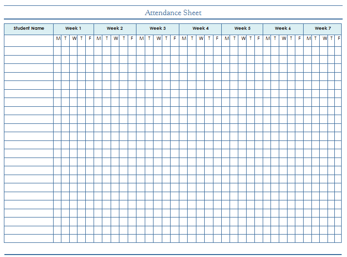 Attendance Sheet Template   For Students and Employees