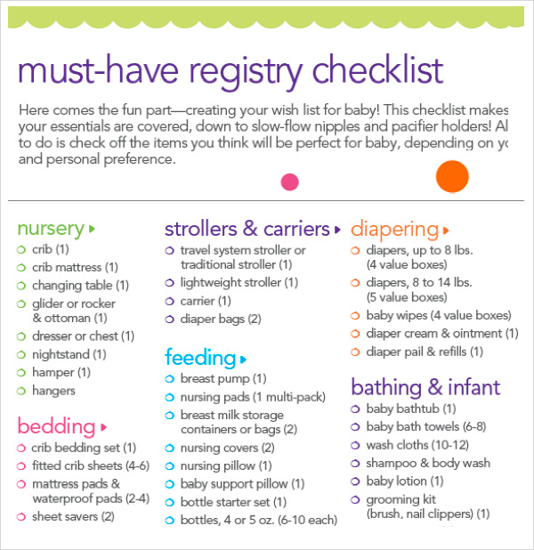 Baby Registry Checklist   The Diary of a Real Housewife