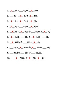 balancing equations worksheet answers balancing equations 