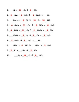 Practice Balancing Chemical Equations Worksheet With Answers The 