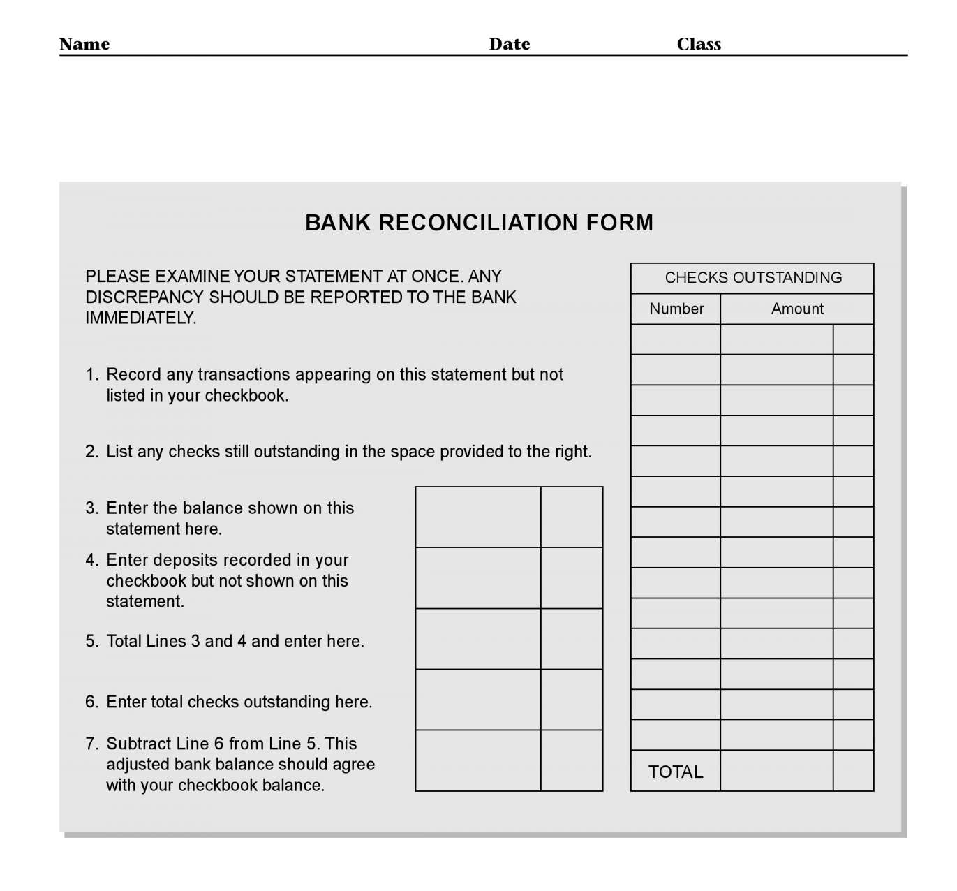 Bank Reconciliation Worksheet Other Bank Reconciliation Template 