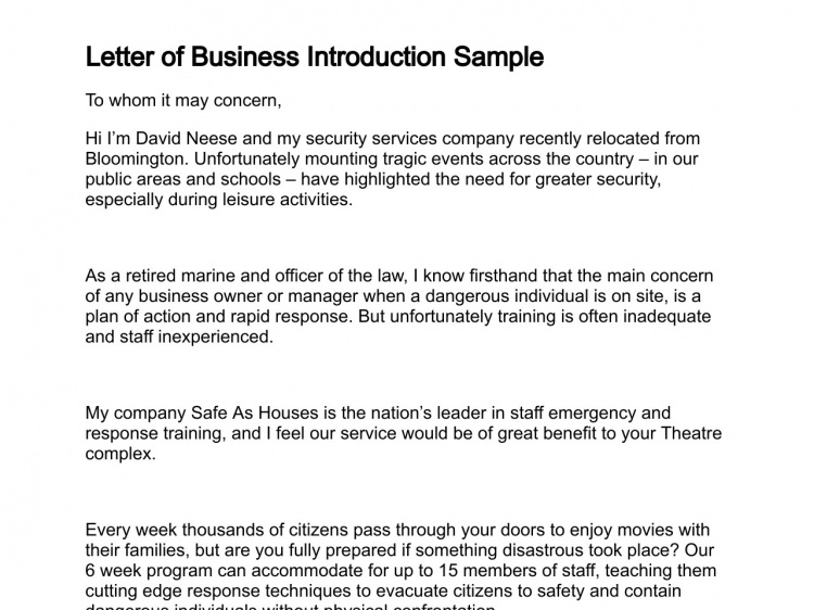 Business Introduction Letter | All About Letter Examples With 