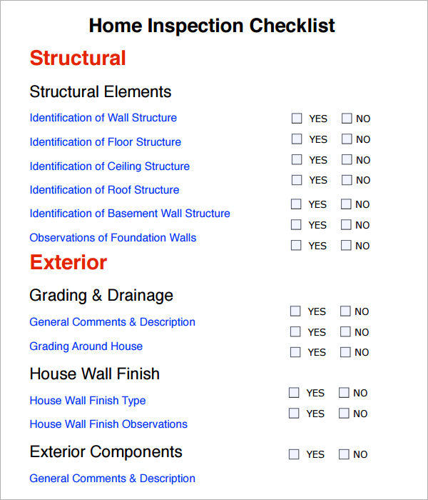 Home Inspection Checklist   13+ Free Word, PDF Documents Download 