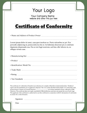certificate of conformance template certificate conformance 