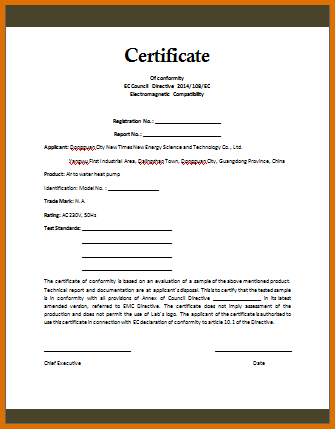 certificate of conformity template certificate of conformance 