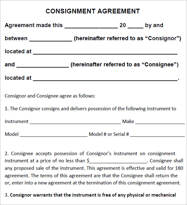 free consignment stock agreement template consignment agreement 