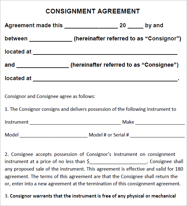 product consignment agreement template free consignment stock 